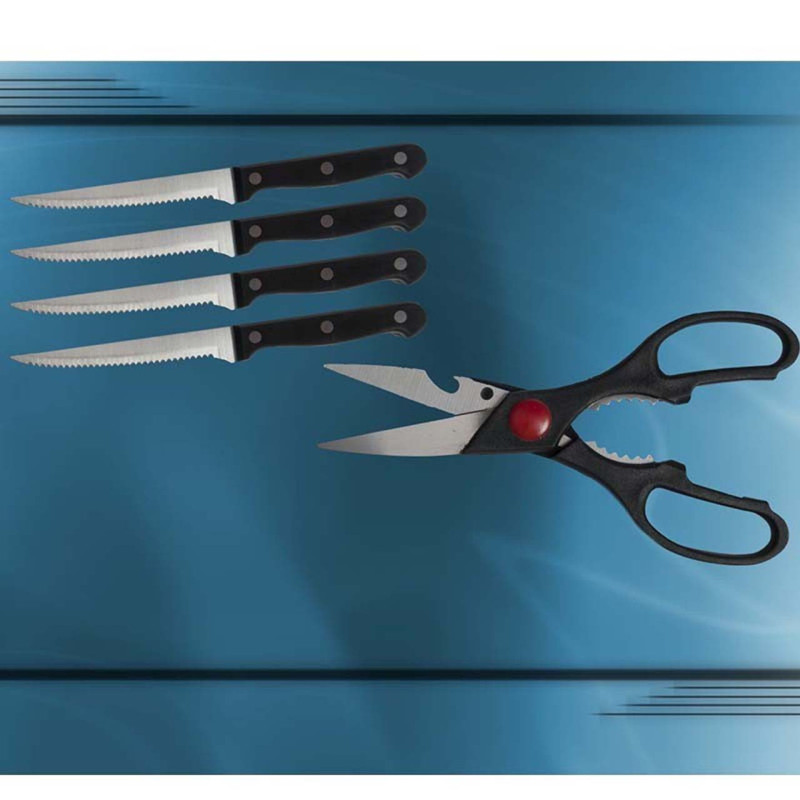 NIUXX Bloque de cuchillos en el cajón con 16 cuchillos, organizador de  cuchillos azul para cuchillos de carne, cuchillos de chef y afilador,  soporte