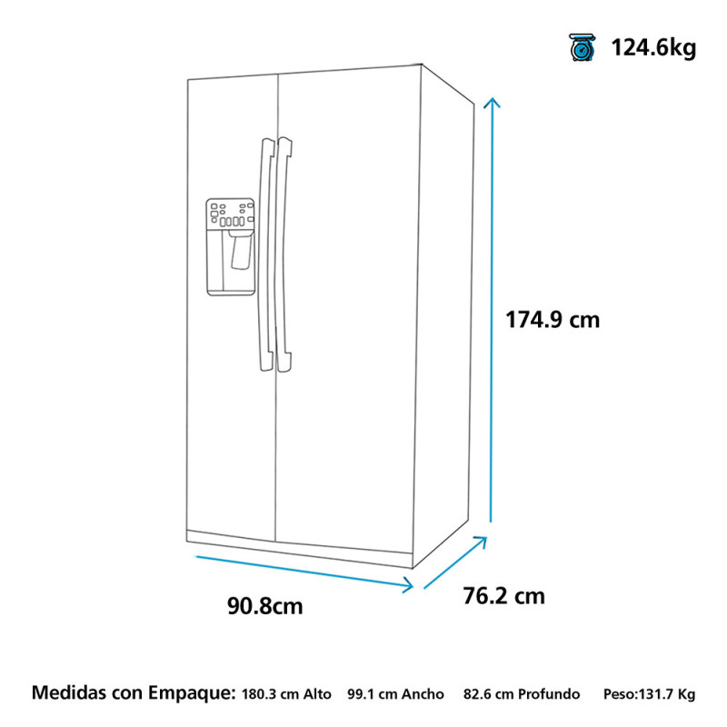 REFRIGERADOR SIDE BY SIDE 615 LITROS GENERAL ELECTRIC PROFILE PQL22LEKFSS INOX