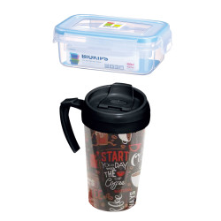 PROMOCIÓN JARRO 500 ML C/TAPA+RECIPIENTE HERMETICO 450 ML