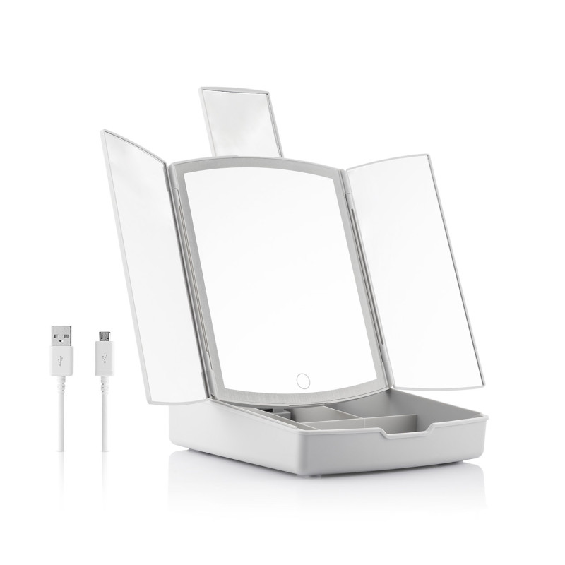 ESPEJO LED PLEGABLE CON ORGANIZADOR DE MAQUILLAJE INNOVAGOODS V0103402